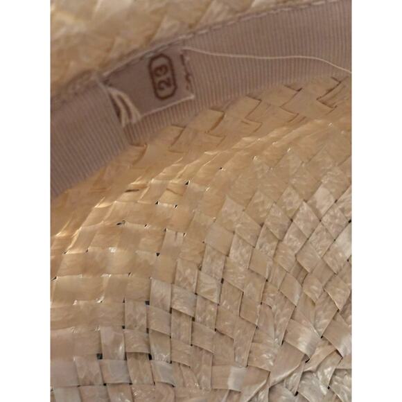 Vintage Straw Cloche Hat Mid Century Breton Style Gold Tone Ladybug Pin Size 23 - Picture 7 of 7